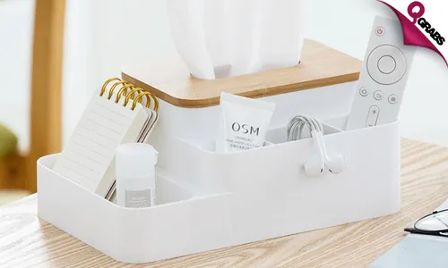 2-in-1 Wooden Tissue Box & Desk Organizer!